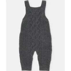 Martin Aranda - Baby Boy Separate Knit Short Overall Moutard, Light Grey