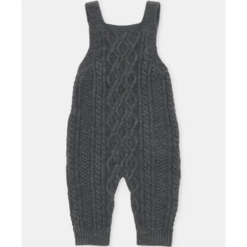 Martin Aranda - Baby Boy Separate Knit Short Overall Moutard, Light Grey