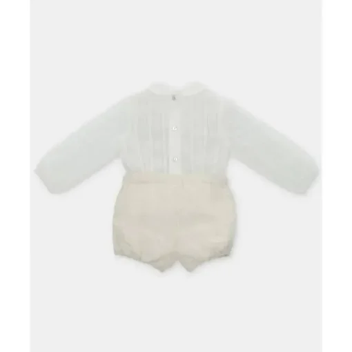 Martin Aranda - Baby Boy Set Shirt & Boys Shorts With Suspenders Tenerezza, Ivory