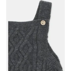 Martin Aranda - Baby Boy Separate Knit Short Overall Moutard, Light Grey