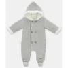 Martin Aranda - Baby Sweater Knit Lined Pramsuit With Removable Feet Glace, Light Grey