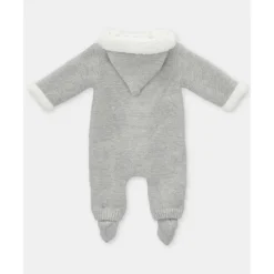 Martin Aranda - Baby Sweater Knit Lined Pramsuit With Removable Feet Glace, Light Pink