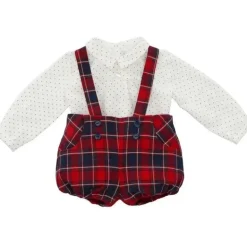 Martin Aranda - Conjunto Camisa e Bloomer Woven Boy Natale, Vermelho/Branco