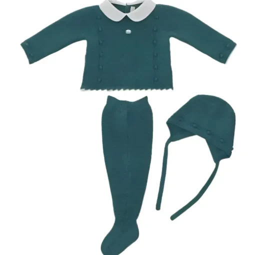 Martin Aranda - Conjunto Leve-me para Casa Suéter, Leggins e Bonnet Petit Flowers, Verde