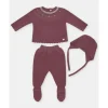 Martin Aranda - Take Me Home Set Sweater, Leggings & Bonnet Plum, Light Pink