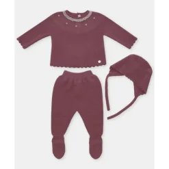 Martin Aranda - Take Me Home Set Sweater, Leggings & Bonnet Plum, Light Pink