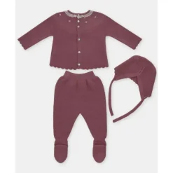 Martin Aranda - Take Me Home Set Sweater, Leggings & Bonnet Plum, Light Pink