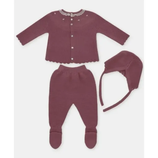 Martin Aranda - Take Me Home Set Sweater, Leggings & Bonnet Plum, Light Pink