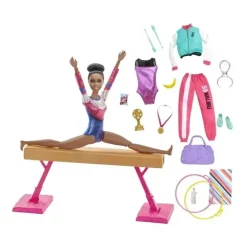 Mattel - Barbie Ginástica Playset: Boneca Barbie Morena