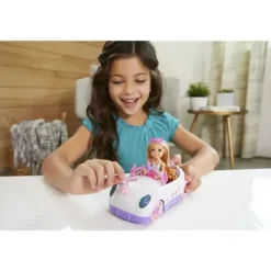 Mattel - boneca Barbie Club Chelsea e carro unicórnio