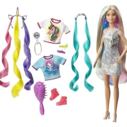 Mattel - Fantasia Barbie Cabelo Loiro Longo Colorido com Sereia
