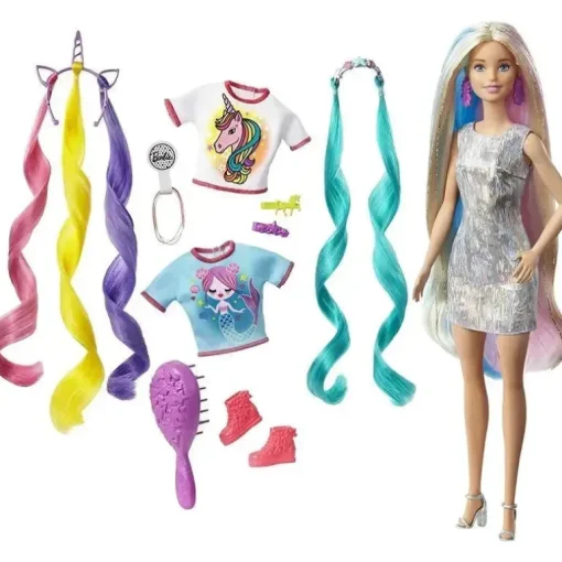 Mattel - Fantasia Barbie Cabelo Loiro Longo Colorido com Sereia