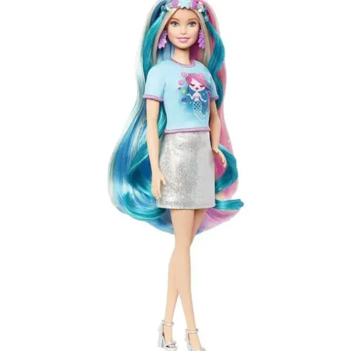 Mattel - Fantasia Barbie Cabelo Loiro Longo Colorido com Sereia