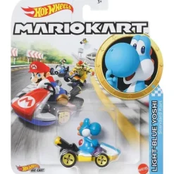 Mattel - Hw Mario Kart, azul claro Yoshi Standard Kart