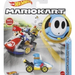 Mattel - Hw Mario Kart, kart padrão azul claro Shy Guy