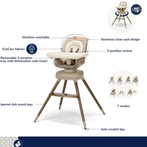 Maxi-Cosi - Cadeira alta giratória Kiskadee 360 ​​Kindred Collection, Onyx Heritage