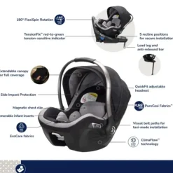 Maxi-Cosi - Cadeira de carro infantil giratória Peri 180° Kindred Collection, Onyx Heritage