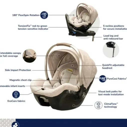 Maxi-Cosi - Cadeira de carro infantil giratória Peri 180° Kindred Collection, Natural Heritage