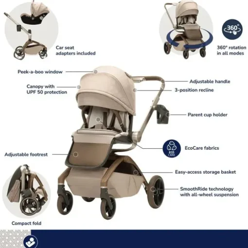 Maxi-Cosi - Tana 360 Rotating Modular Stroller Kindred Collection, Patrimônio Natural