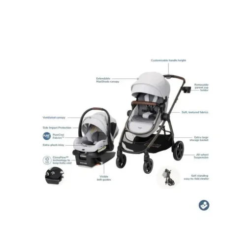 Maxi-Cosi - Zelia Luxe + Travel System, Arctic Frost