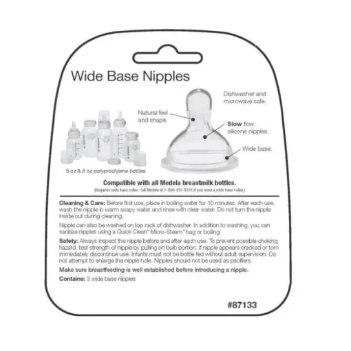 Medela - bicos para garrafa de fluxo lento 3Pk com base larga