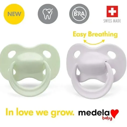 Medela - chupeta de bebê 2 unidades, verde jade e cinza calmo