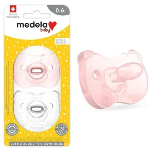 Medela - chupeta de bebê 2Pk, rosa/transparente