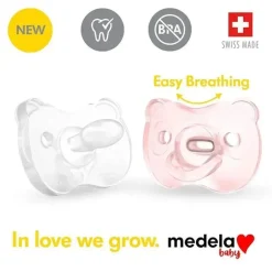 Medela - chupeta de bebê 2Pk, rosa/transparente