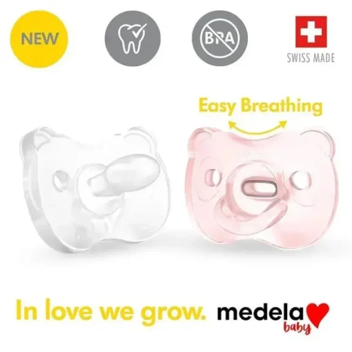 Medela - chupeta de bebê 2Pk, rosa/transparente