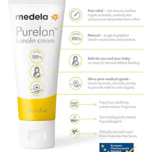 Medela - Creme para mamilos de lanolina Purelan para amamentação 1,3 onças