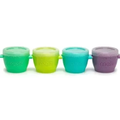 Melii - 4 recipientes de armazenamento de comida para bebês Snap &amp; Go com tampa, 6 onças