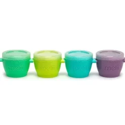 Melii - 4 recipientes de armazenamento de comida para bebês Snap &amp; Go com tampa, 4 onças