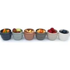 Melii - 6 recipientes de armazenamento de comida para bebês Snap &amp; Go com tampa, tons de terra, 2 onças