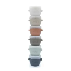 Melii - 6 recipientes de armazenamento de comida para bebês Snap &amp; Go com tampa, tons de terra, 2 onças