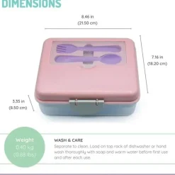 Melii - Bento de duas camadas, 48,8 onças, rosa