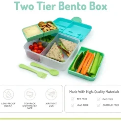 Melii - Bento de duas camadas, 48,8 onças, limão menta azul