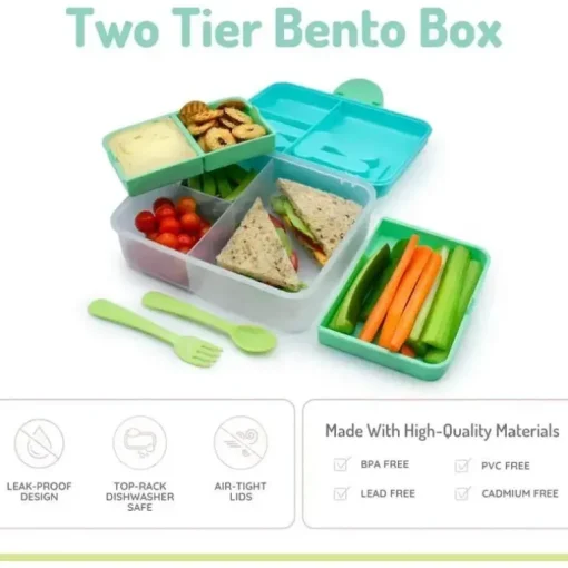 Melii - Bento de duas camadas, 48,8 onças, limão menta azul