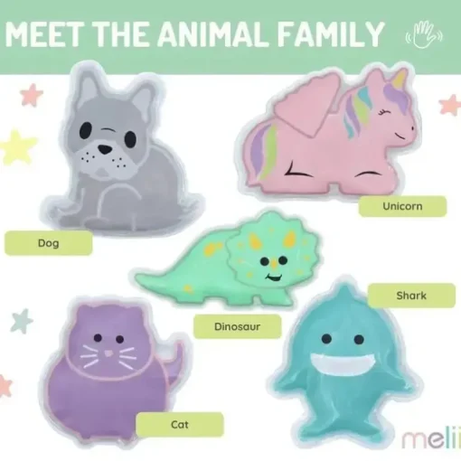 Melii - bolsas de gelo em gel, 2 unidades, mantém almoços e lanches frescos, reutilizáveis, Bulldog e Cat