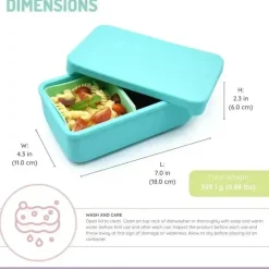 Melii - Caixa Bento 100% Silicone com Divisórias Removíveis, 2 Compartimentos, Azul Menta