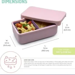 Melii - Caixa Bento 100% Silicone com Divisórias Removíveis, 2 Compartimentos, Rosa Roxo