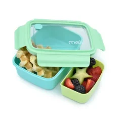 Melii - Caixa Bento com Compartimentos Removíveis, 1250ml, Azul Menta Lima
