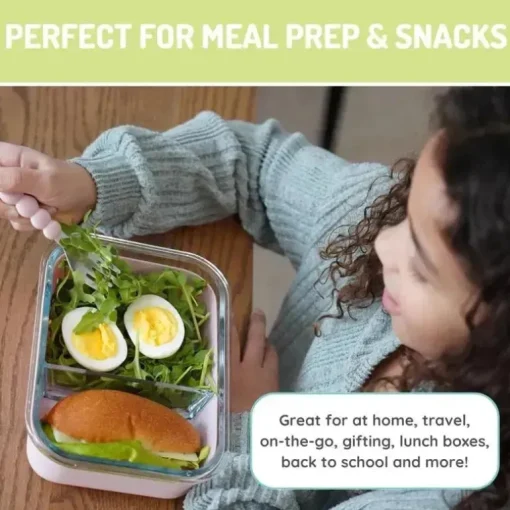 Melii - Caixa Bento de vidro com capa, forno, micro-ondas, freezer e máquina de lavar louça, 25 onças, rosa
