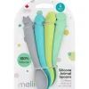 Melii - colheres 100% silicone, alimentação para bebês e crianças pequenas, sem BPA, conjunto de 4 peças, tubarão, dinossauro, buldogue e urso
