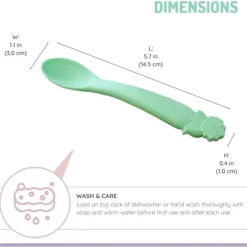 Melii - colheres 100% silicone, alimentação para bebês e crianças pequenas, sem BPA, conjunto de 4 peças, tubarão, dinossauro, buldogue e urso