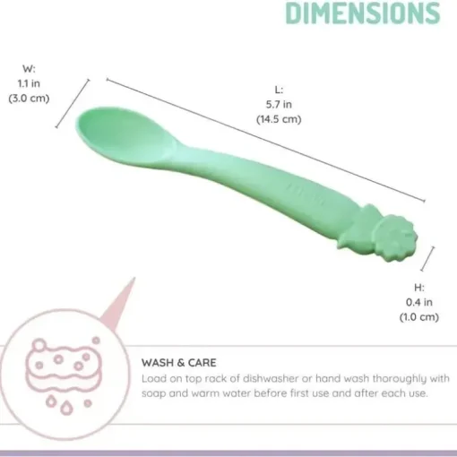 Melii - colheres 100% silicone, alimentação para bebês e crianças pequenas, sem BPA, conjunto de 4 peças, tubarão, dinossauro, buldogue e urso