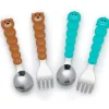 Melii - conjunto de colher e garfo para alimentação infantil e infantil 4 unidades, tubarão e urso