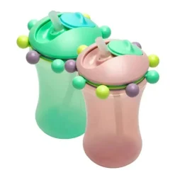 Melii - Copo com canudinho de palha Abacus 2Pk, menta/rosa