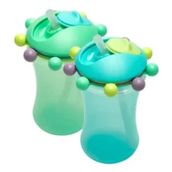 Melii - copo com canudinho de palha Abacus 2Pk, azul/menta