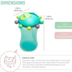Melii - Copo com canudinho de palha Abacus 2Pk, menta/rosa