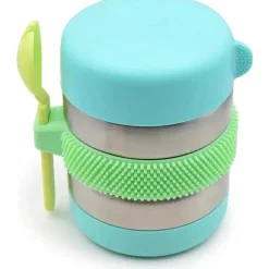 Melii - Jarra para alimentos de aço inoxidável, 10,1 onças, parede dupla, isolada a vácuo, azul, menta, limão